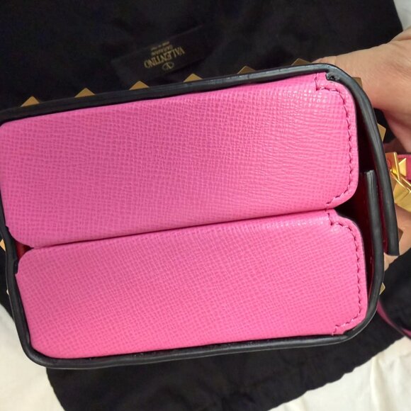 VALENTINO GARAVANI Alcove Rockstud Leather Box Top Handle Bag Pink - Picture 9 of 14